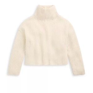 Polo Ralph Lauren White Wool Cashmere Ribbed Turtleneck Sweater Size XS